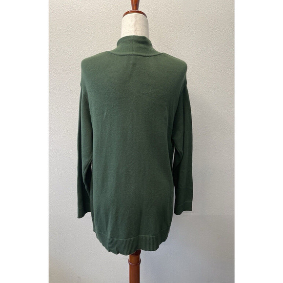 J. Jill Cardigan Sweater Womens Size L Dark Green Cotton Knit Open Front - Picture 2 of 8